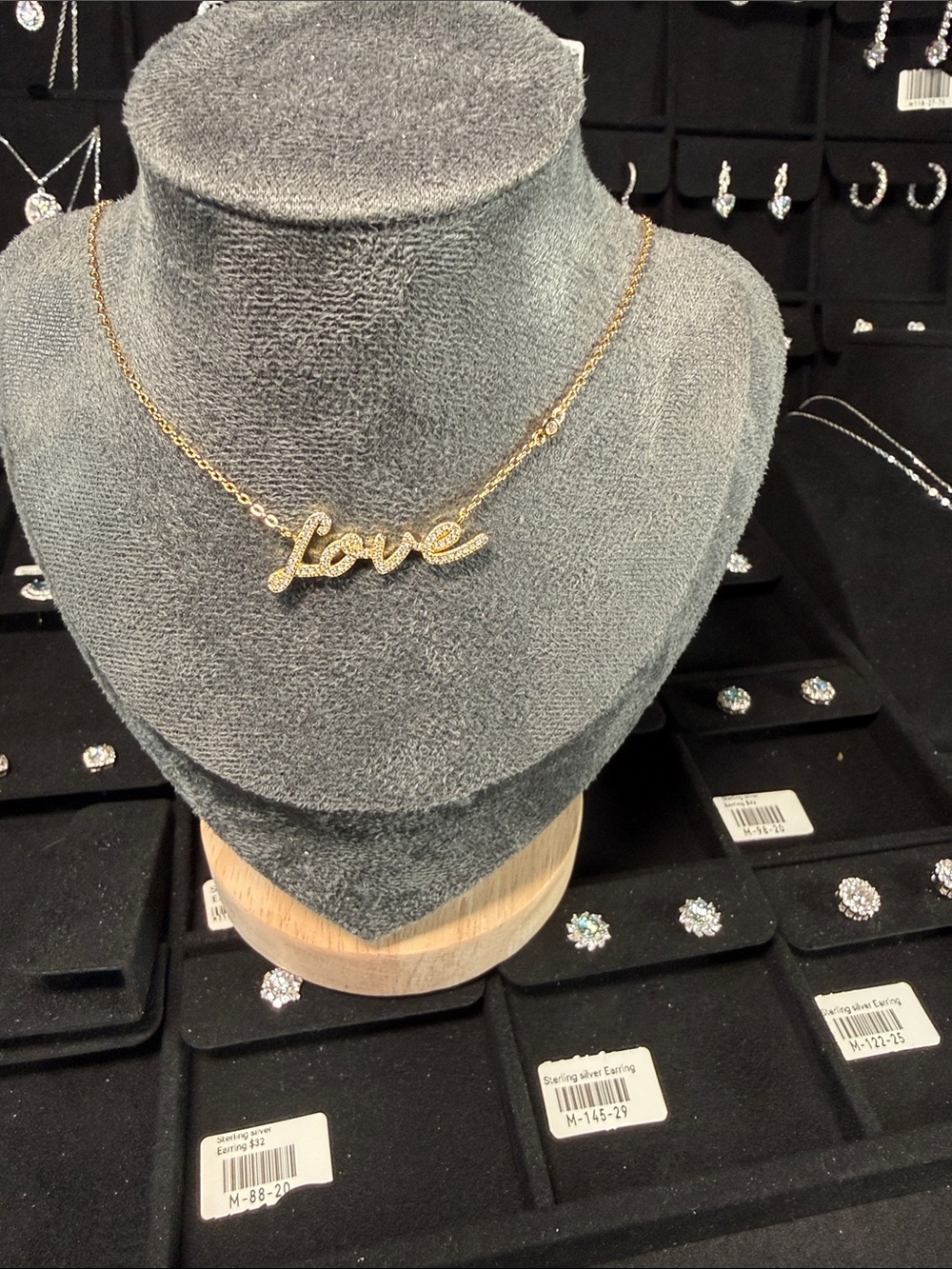 Gold 'Love' Script Pendant Necklace - Women's Jewelry